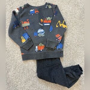 Garanimals Gray and Blue Construction sweater and sweat pants 18m comfy toddler